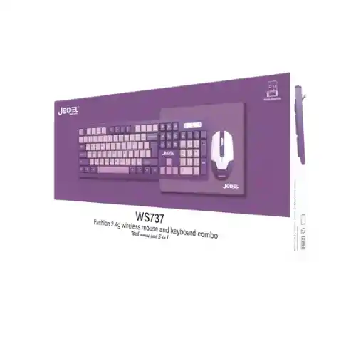 Kit Mouse Y Teclado Inalambrico Jedel Ws737 Lila 2.4ghz