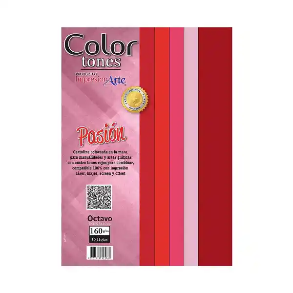 Cartulinas 1/8 Tonos Rojo Pasion 16 Hojas