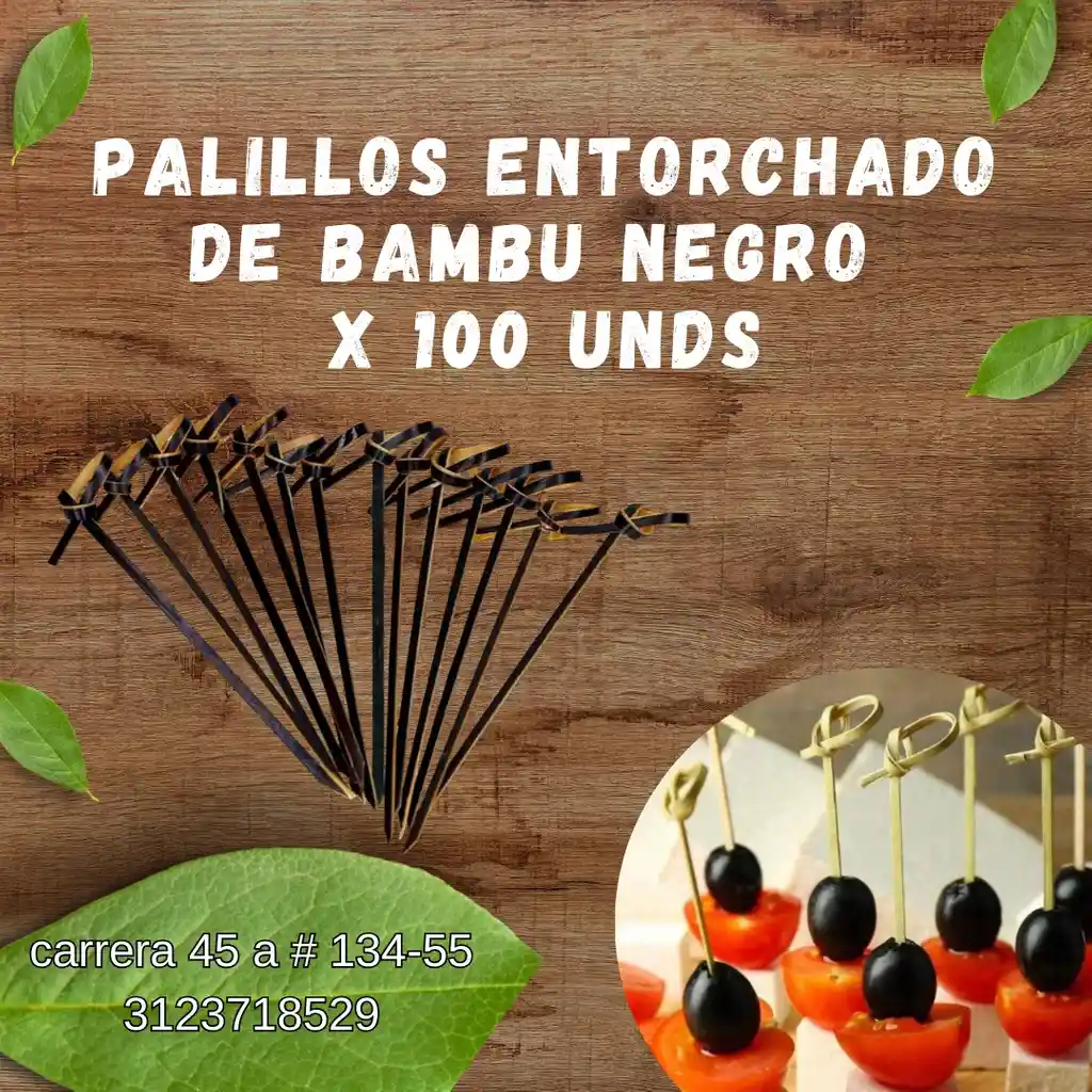 Palillos Entorchado De Bambu Negro X 100 Unds