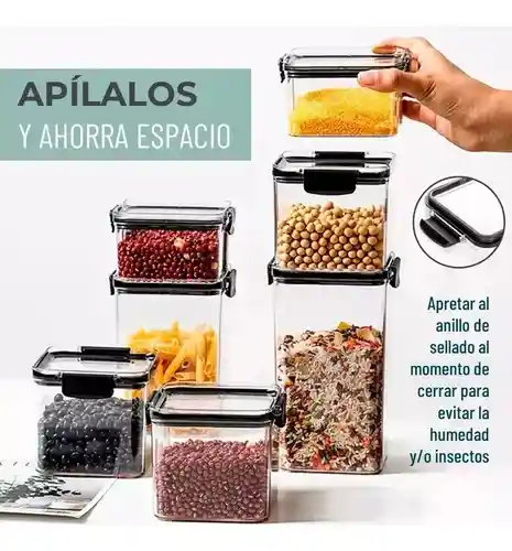 Contenedor Organizador De Cocina Despensa Plástico Set X5
