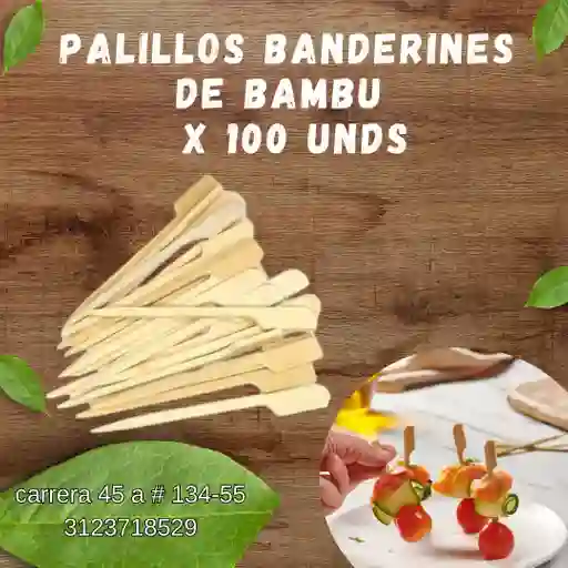 Palillos Banderines De Bambu X 100 Unds