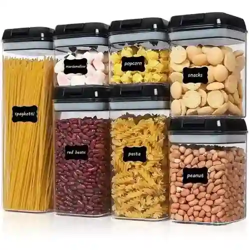 Recipientes Sellables Herméticos Para Alimentos X 7 Color Negro