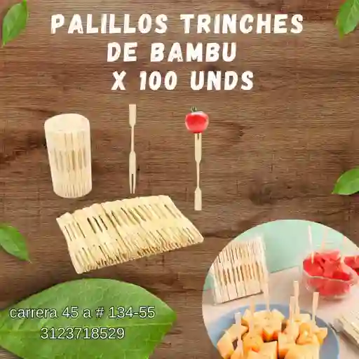 Palillos Trinches De Bambu X 100 Unds