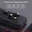Power Bank 20000 Mah Carga Rápida Bateria Portátil Con 4 Cables Incorporados Pantalla Led