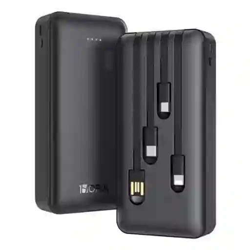 Power Bank 20000 Mah Carga Rápida Bateria Portátil Con 4 Cables Incorporados Pantalla Led