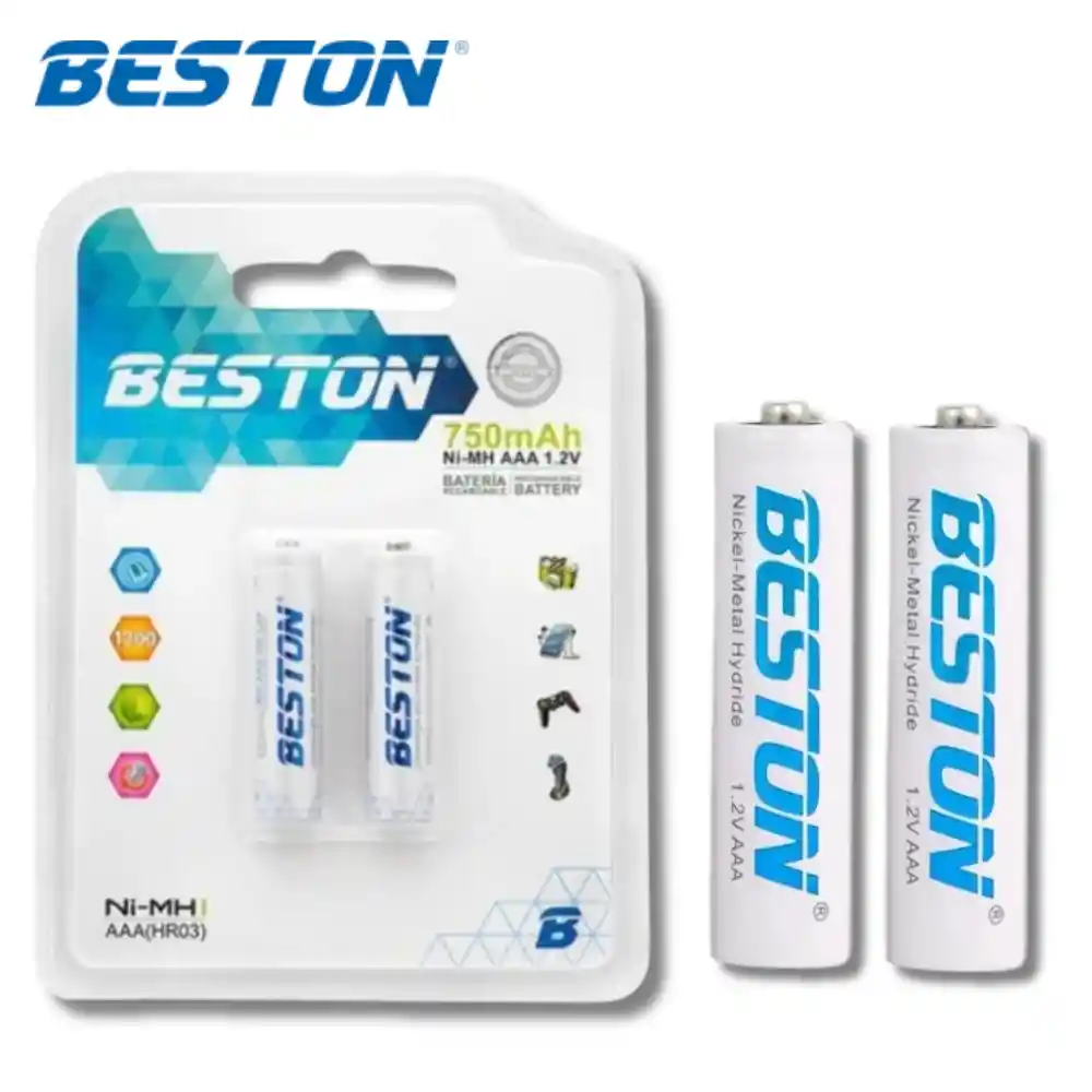Pilas Bateria Recargable Aaa X2 Und Beston 750 Mah