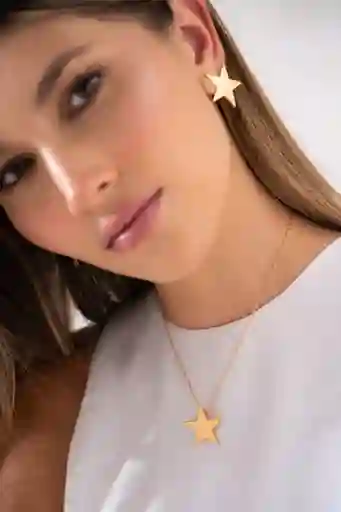 Set Cadena Y Aretes Maxi Estrella