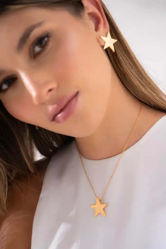 Set Cadena Y Aretes Maxi Estrella