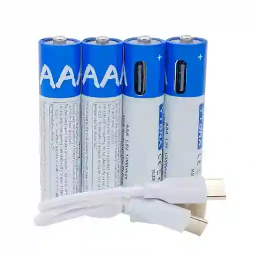 Pila Bateria Aaa X4 750mwh 1.5v Recargable Usb Tipo C Goo P