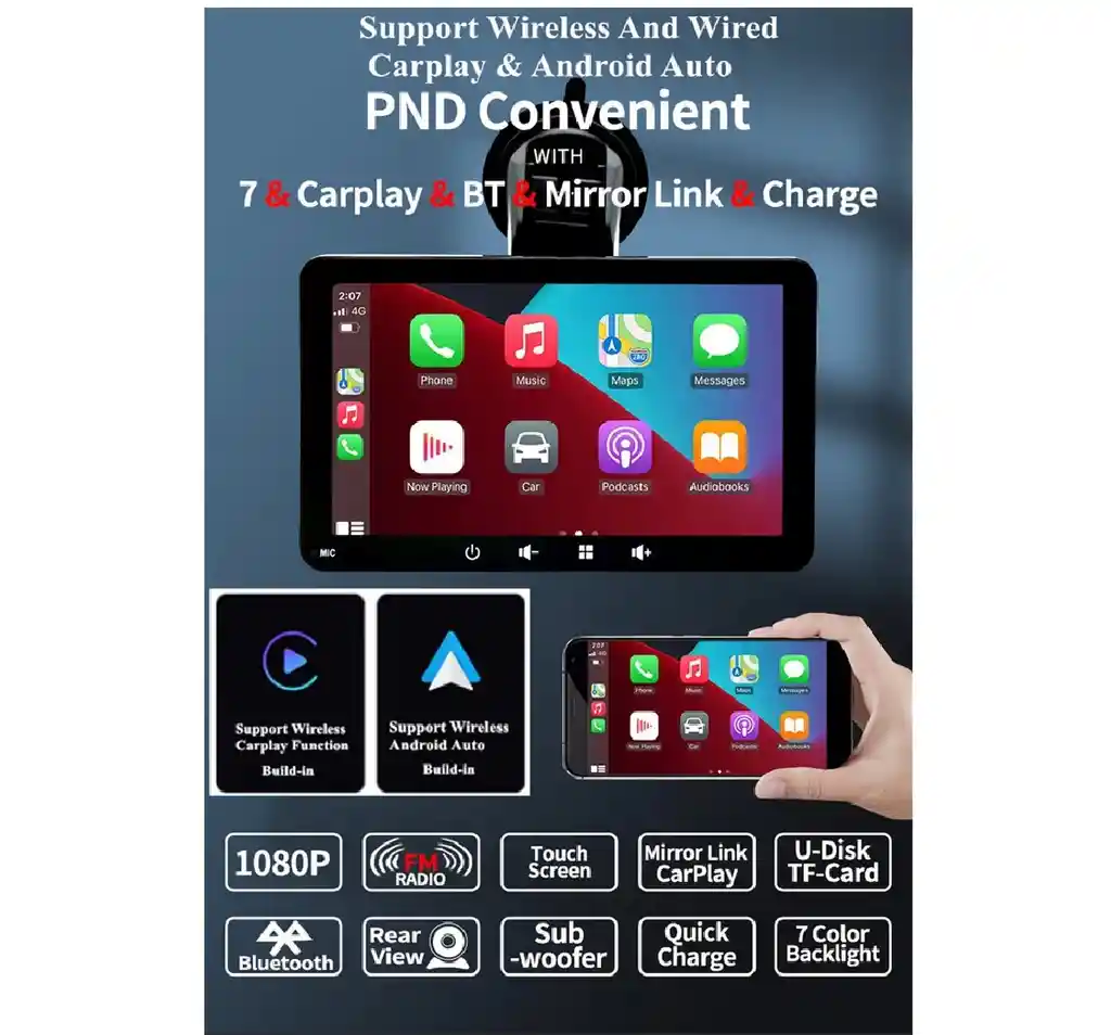 Pantalla Carplay Carro 7 Pulgadas
