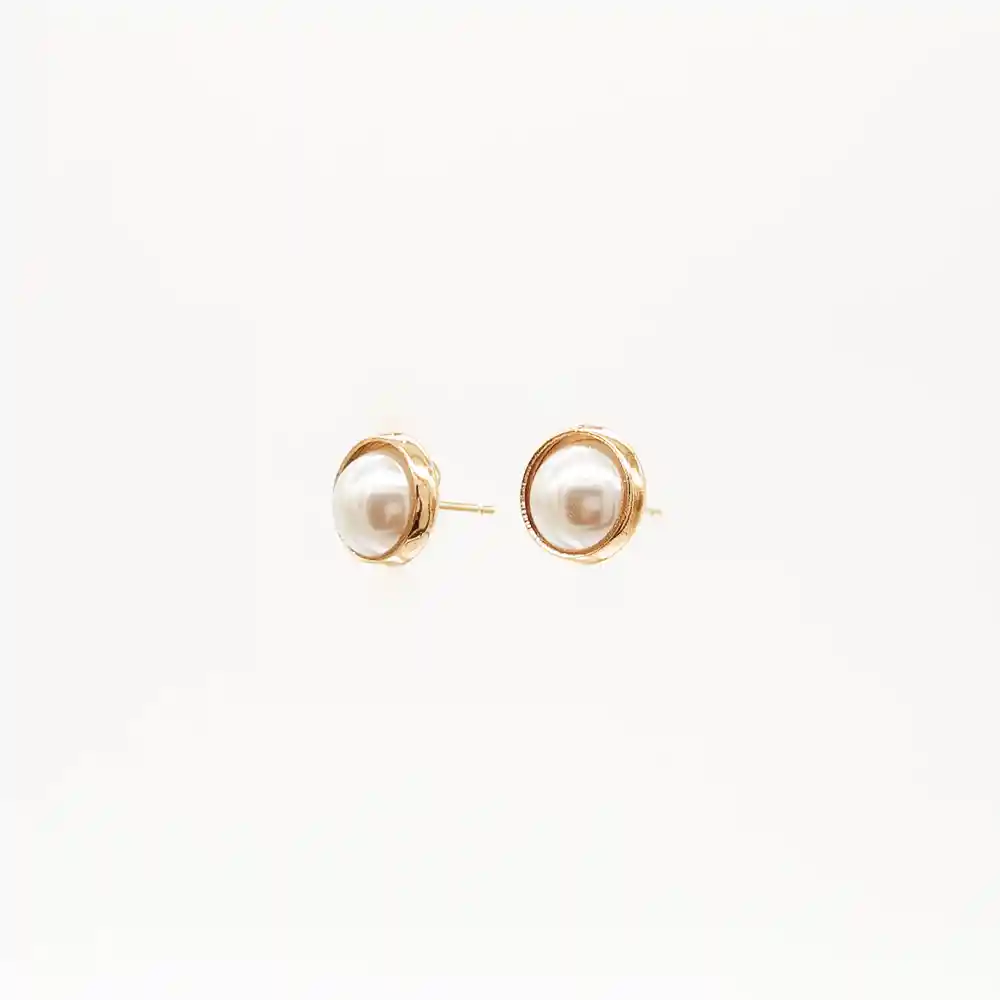 Aretes Topos De Perla En Acero Inoxidable