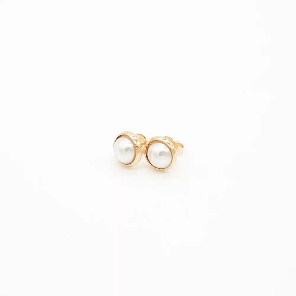 Aretes Topos De Perla En Acero Inoxidable