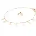 Set Collar Dijes Rectángulo + Aretes En Acero Inoxidable