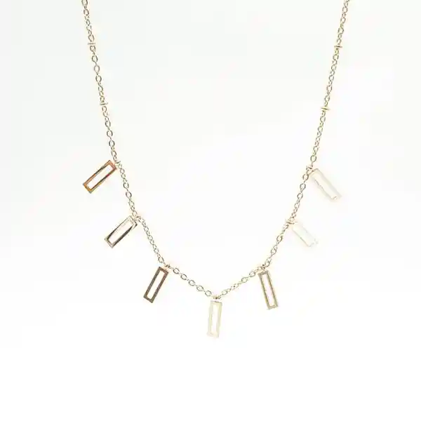 Set Collar Dijes Rectángulo + Aretes En Acero Inoxidable