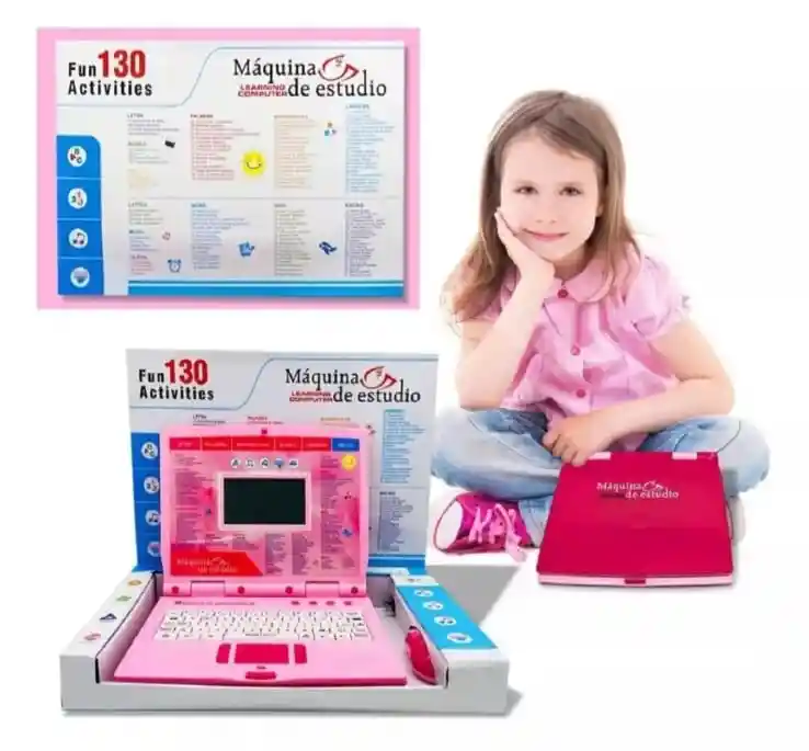 Computador Didáctico Inftantil Juguete 130 Funciones Rosado