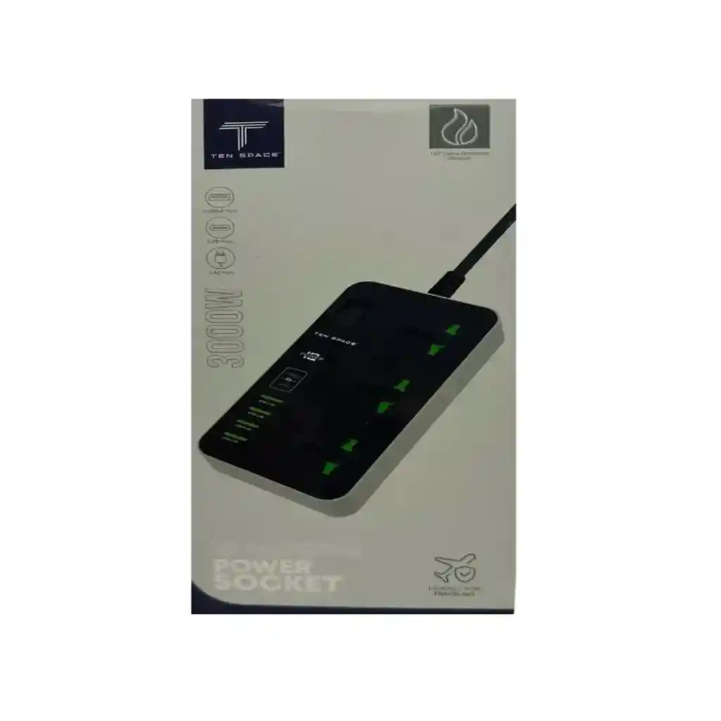 Multitoma 9 En 1 | X3 Puertos Ac X4 Usb X2 Usb-c | 3000w 16a