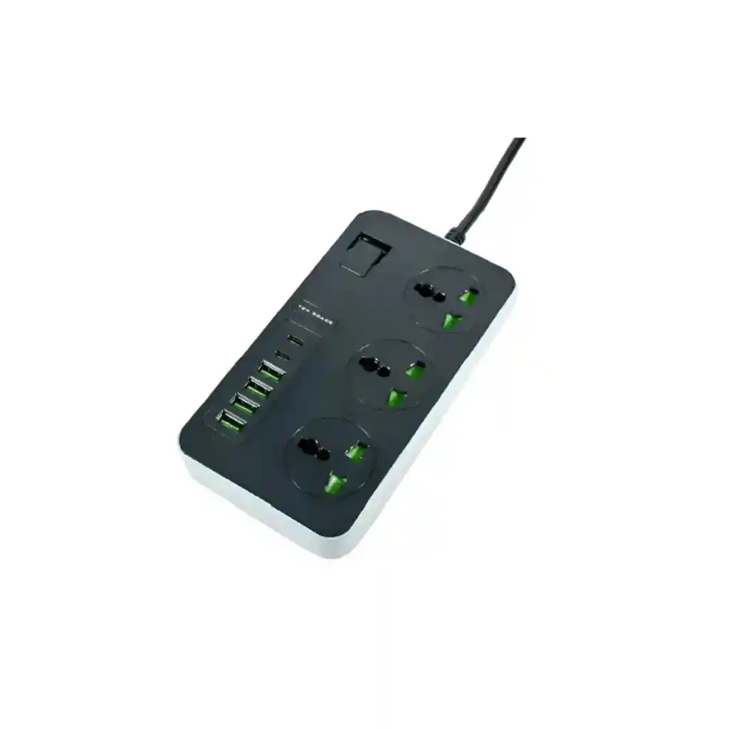 Multitoma 9 En 1 | X3 Puertos Ac X4 Usb X2 Usb-c | 3000w 16a