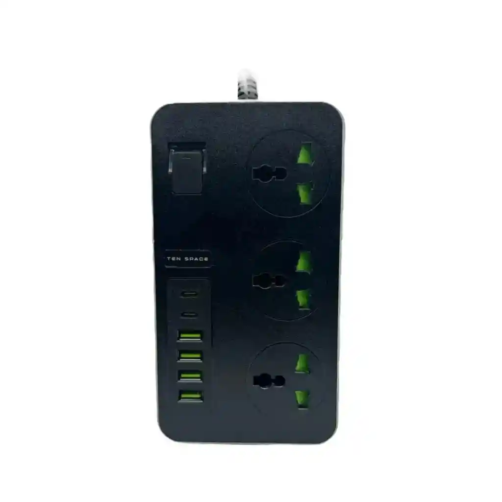 Multitoma 9 En 1 | X3 Puertos Ac X4 Usb X2 Usb-c | 3000w 16a