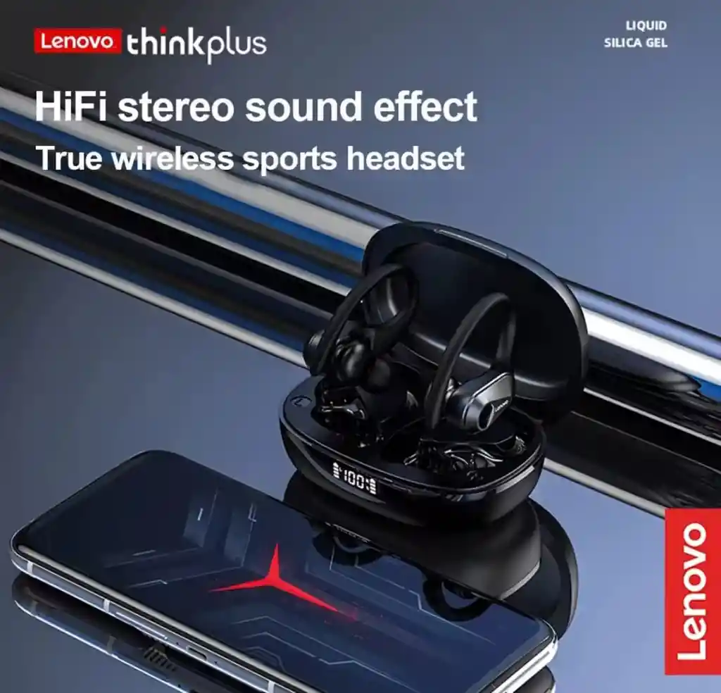 Audífonos Lenovo Lp75 Bluetooth Deportivos Con Ganchos – Negros