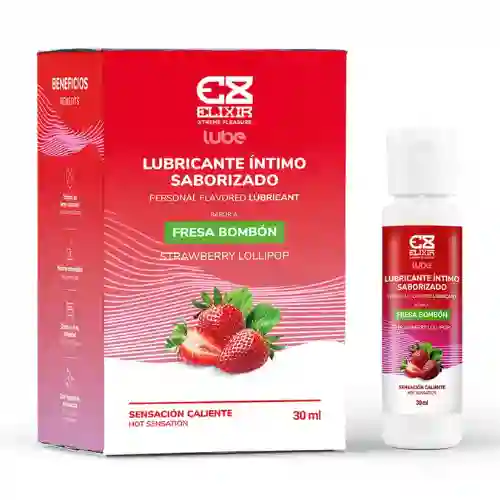 Lubricante Fresa Caliente Anal Vaginal Oral Comestible Saborizado Sexo Marca Premium Elixir Lub Sabor