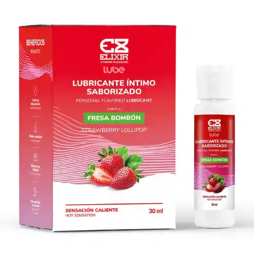 Lubricante Fresa Caliente Anal Vaginal Oral Comestible Saborizado Sexo Marca Premium Elixir Lub Sabor
