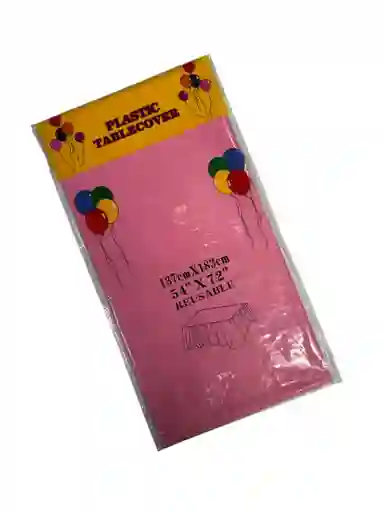 Mantel Tipo Tela Color Rosado Impermeable De Plástico Rectangular Para Fiestas 137cm X 183cm