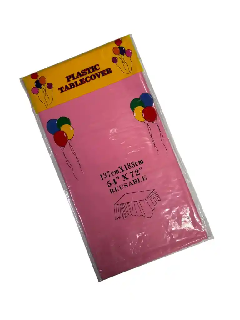 Mantel Tipo Tela Color Rosado Impermeable De Plástico Rectangular Para Fiestas 137cm X 183cm