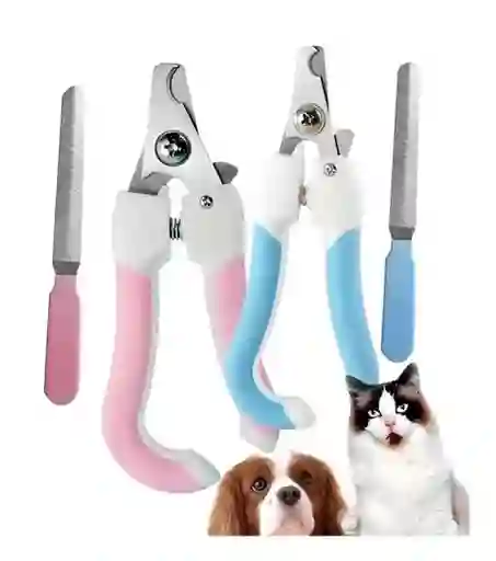 Corta Uñas Con Lima Mediano Para Mascota Color Azul Con Blanco