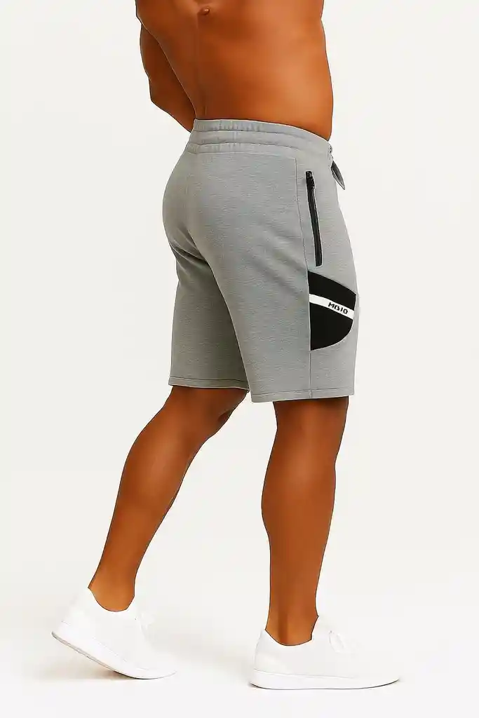 Pantaloneta Deportiva Gris Claro Con Bolsillos Talla Unica