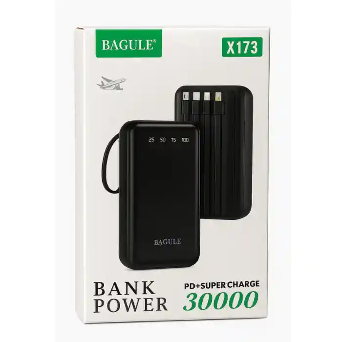 Power Bank Bagule X173 (30000 Mah) Con Pantalla Led Y 4 Cables Integrados