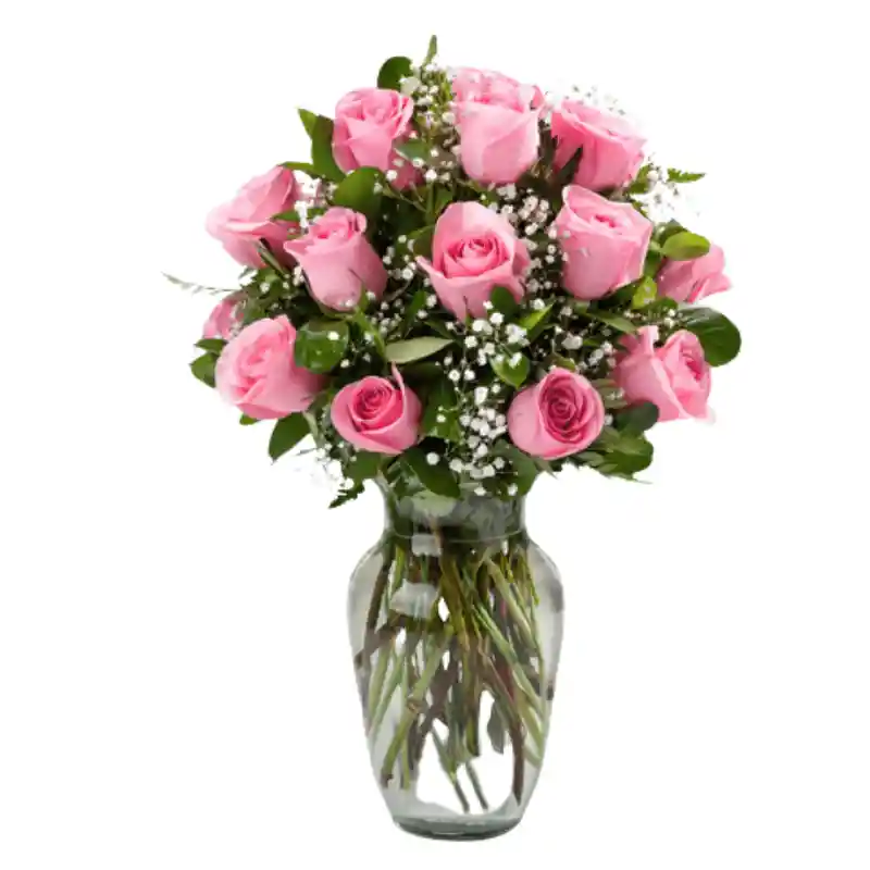 Florero Con Rosas