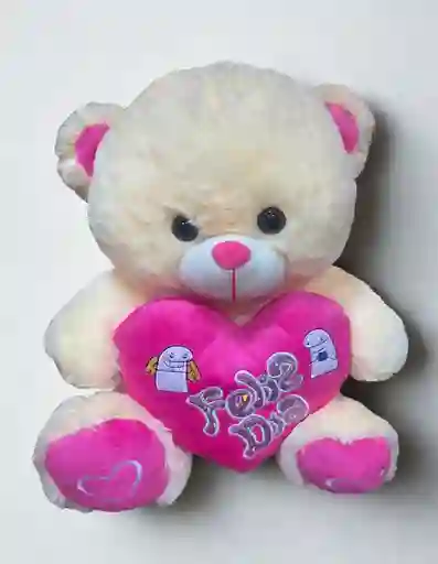 Peluche De Oso Con Corazón De Feliz Día Rosado