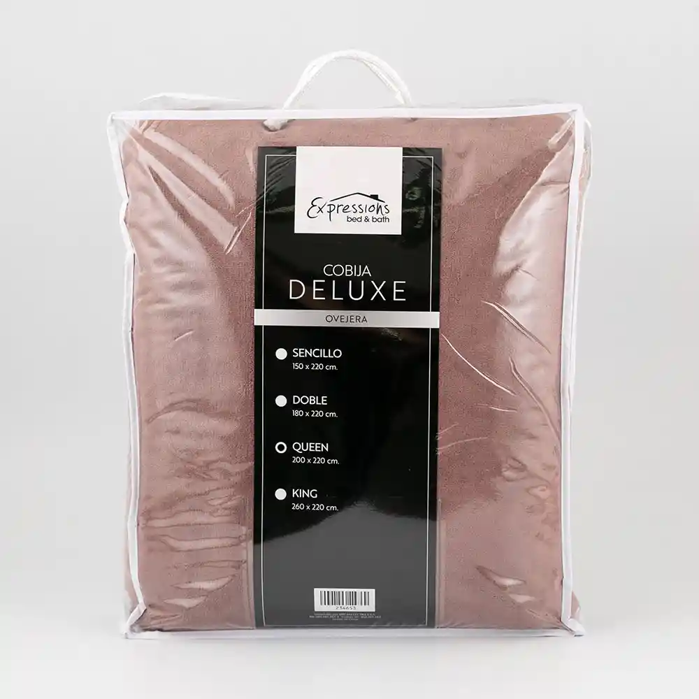Cobija Expressions Flannel-sherpa Queen 200x220cm Rose Poliester