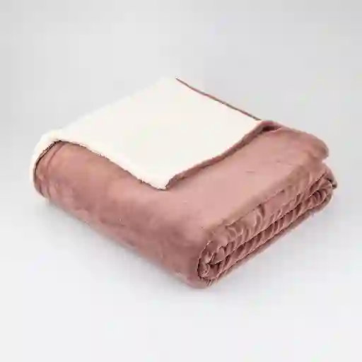 Cobija Expressions Flannel-sherpa Queen 200x220cm Rose Poliester
