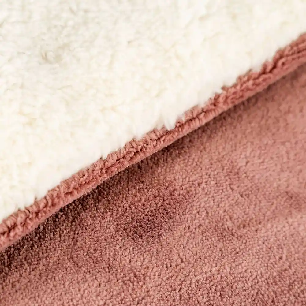 Cobija Expressions Flannel-sherpa Queen 200x220cm Rose Poliester