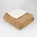 Cobija Expressions Flannel-sherpa Queen 200x220cm Taupe Poliester