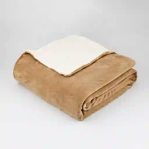 Cobija Expressions Flannel-sherpa Queen 200x220cm Taupe Poliester