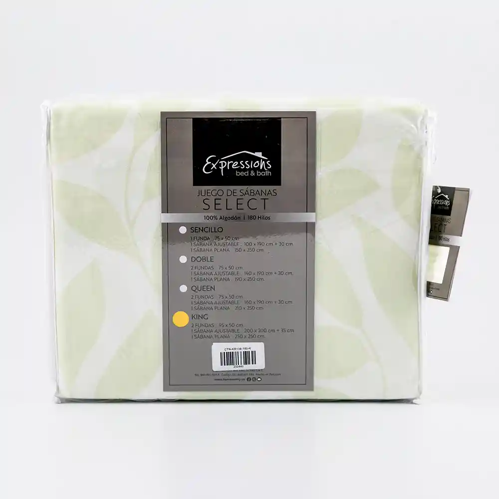 Juego Sabanas Expressions Montana 180h King Verde 100% Algodon