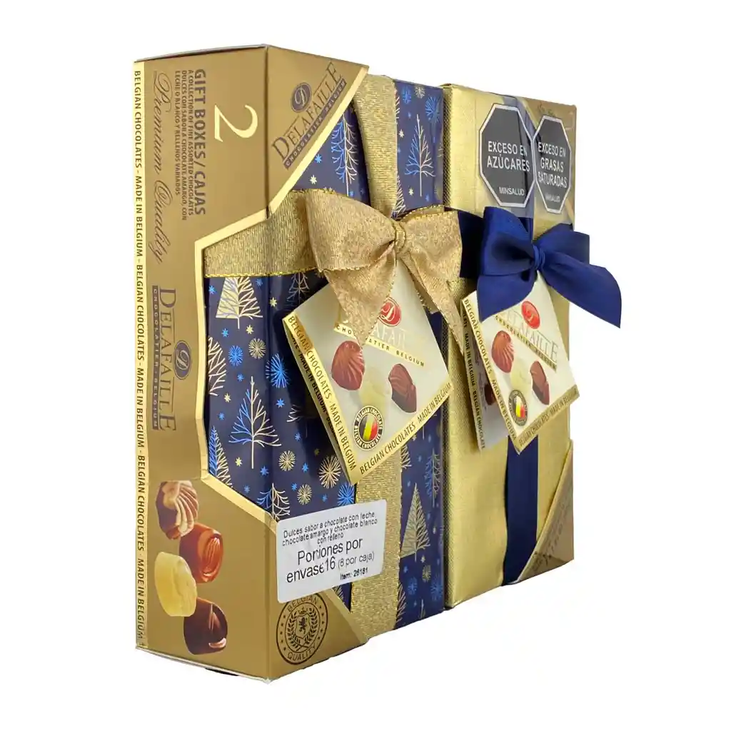 Delafaille Bombones De Chocolates Belgas Finos 2 Unidades 200 G C/u (7.05 Oz) Total 14.1 Oz (400g) Estuche Azul