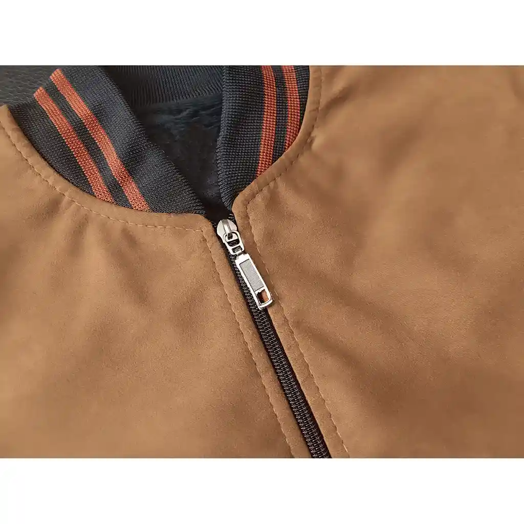Chaqueta Hombre Gamuza Sintetica Beisbolera Casual
