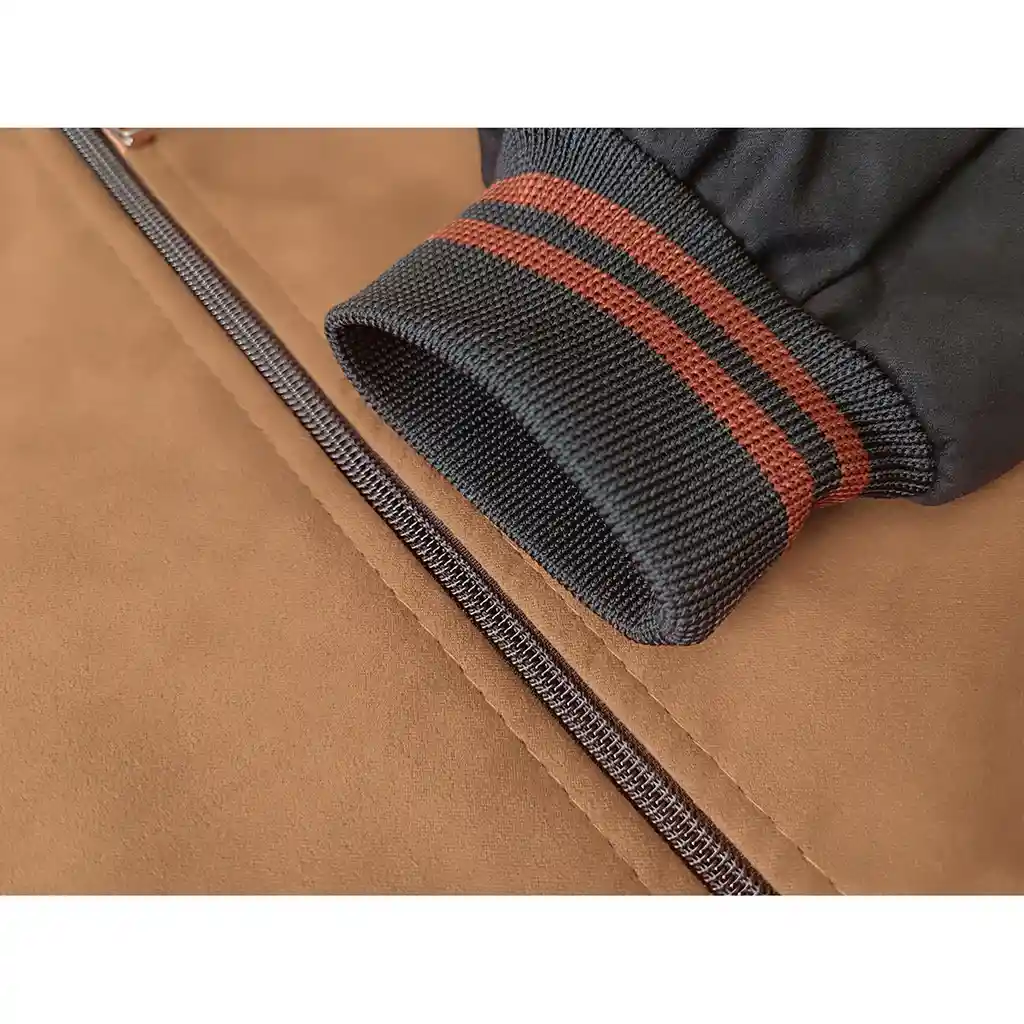 Chaqueta Hombre Gamuza Sintetica Beisbolera Casual