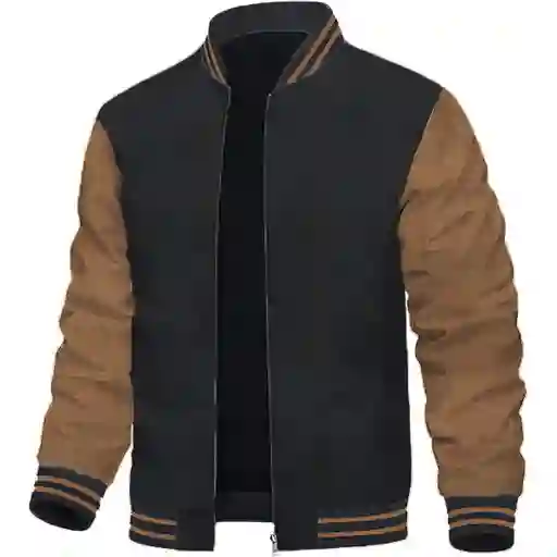 Chaqueta Hombre Gamuza Sintetica Beisbolera Casual