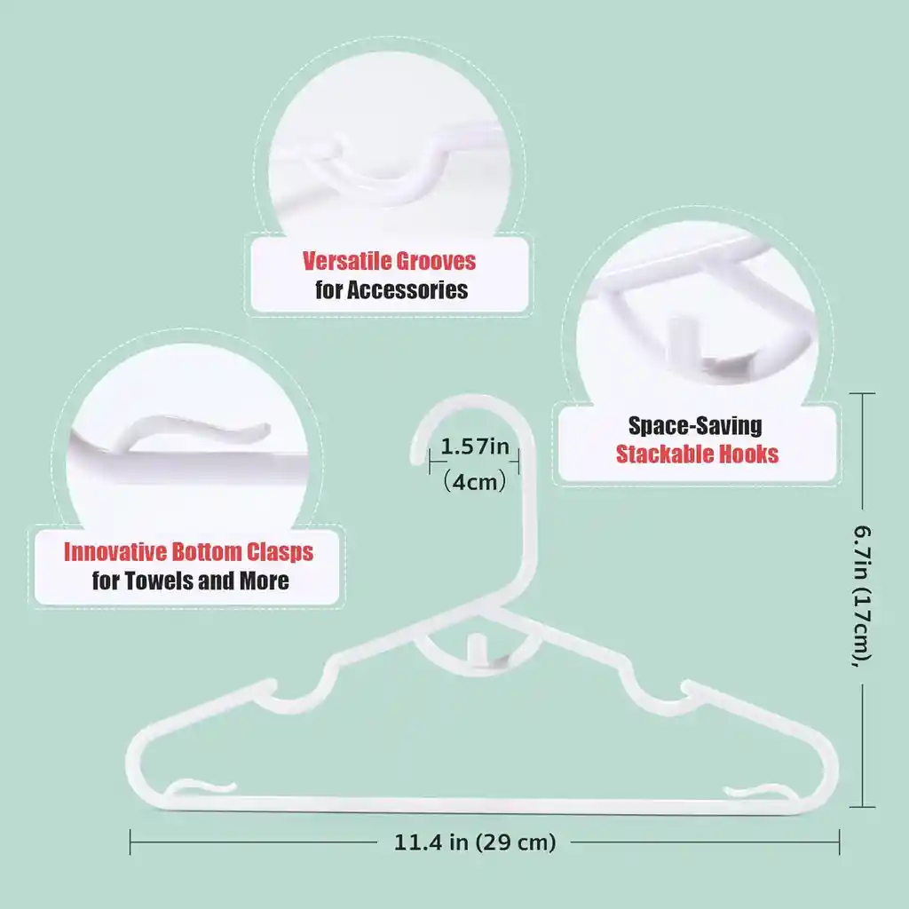 Ganchos De Ropa Niños Bebés X20 Unidades Color Blanco