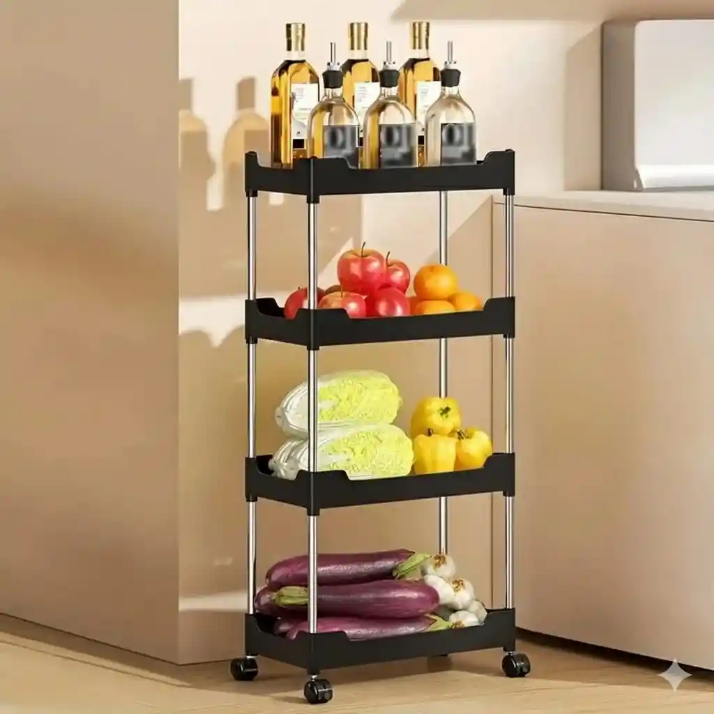 Estante Mueble Organizador Carro 4 Niveles Multiusos Almacenamiento Ruedas