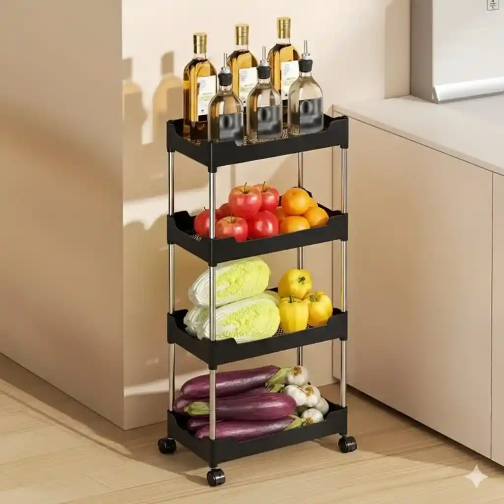 Estante Mueble Organizador Carro 4 Niveles Multiusos Almacenamiento Ruedas