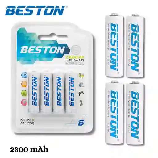 Pila Bateria Recargable Aa X4 Und Beston 2300 Mah