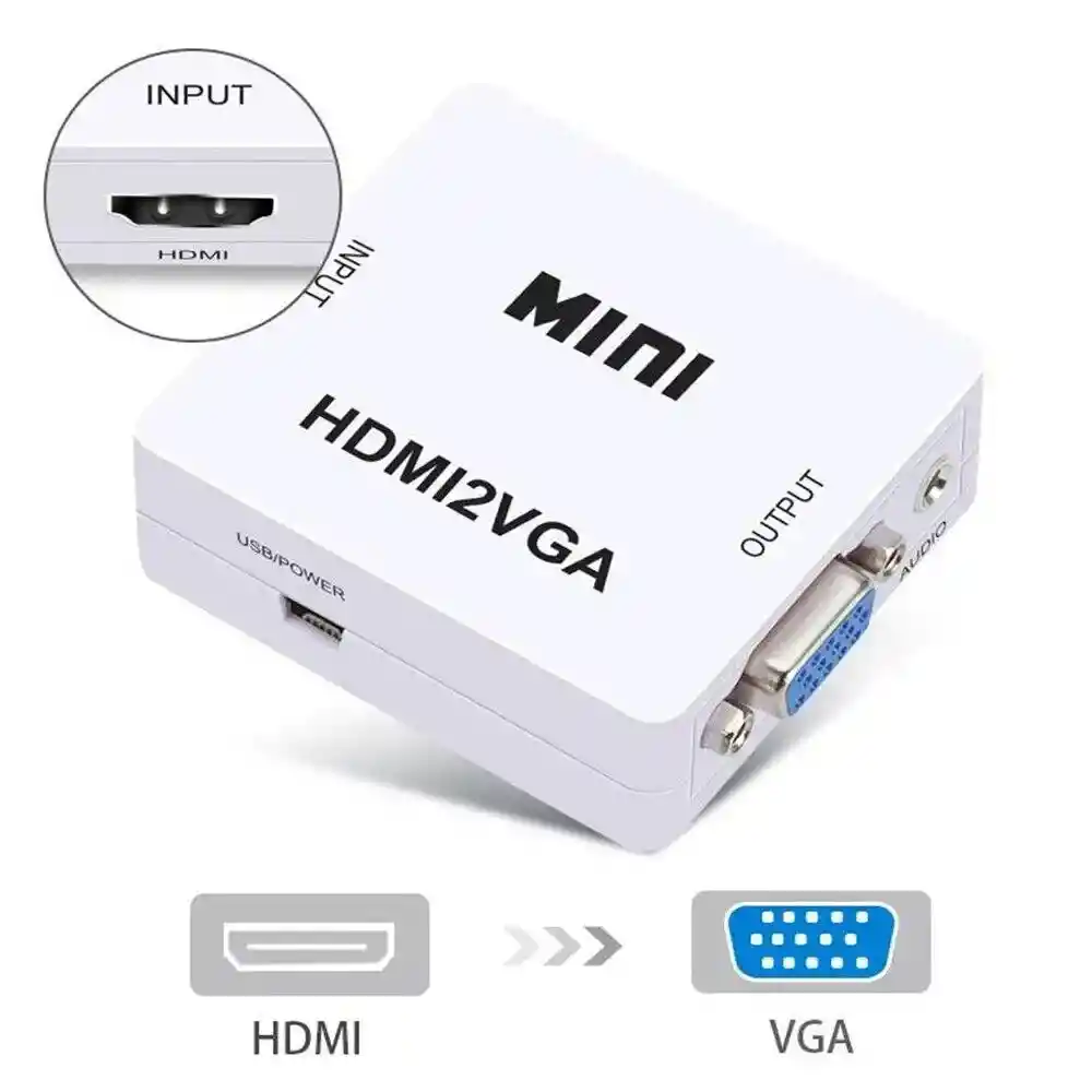 Convertidor Hdmi A Vga Con Audio – Full Hd 1080p Plug & Play