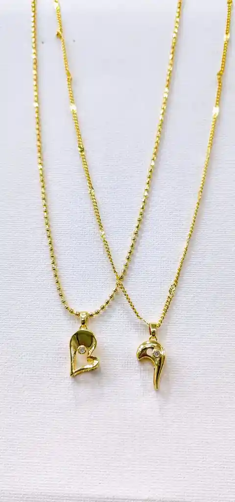 Juego De Cadenas Corazón En Rodio