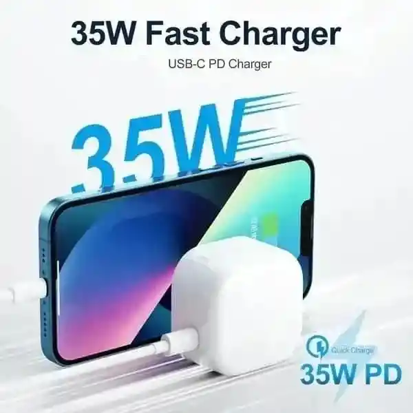 Cargador Iphone 35w + Cable De Datos Iphone Usb C Lightning Carga Rápida