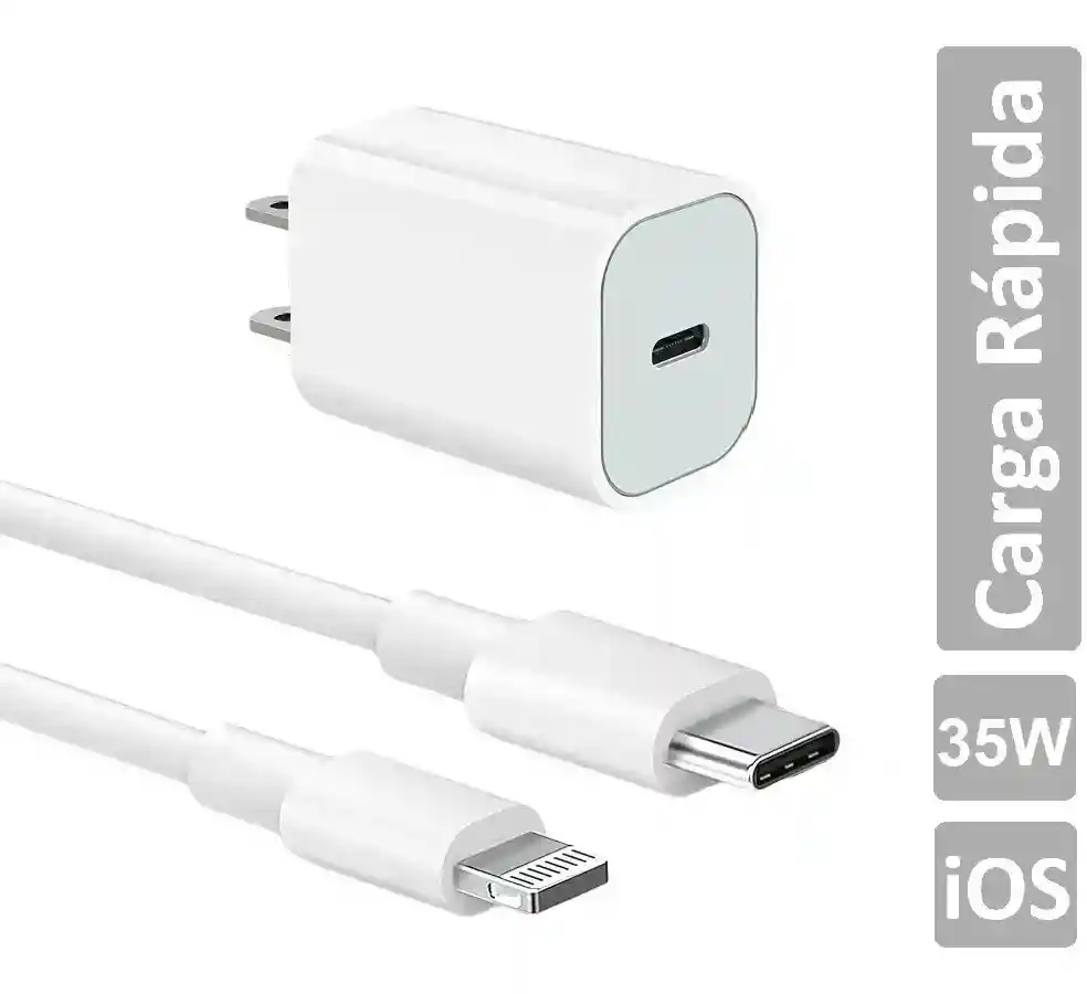 Cargador Iphone 35w + Cable De Datos Iphone Usb C Lightning Carga Rápida